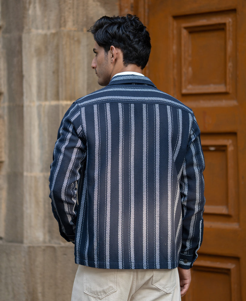 Navy Structure Stripe Shirt.
