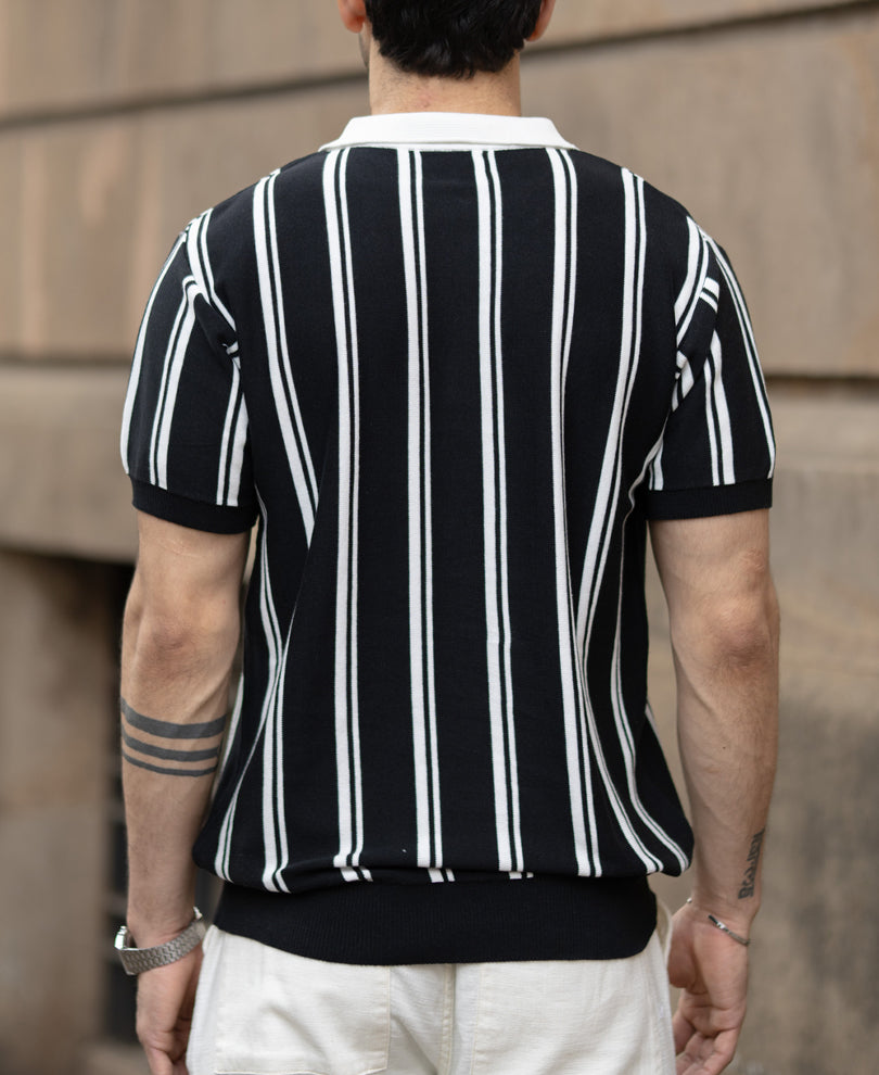 Black & White Stripe Knit T-Shirt.