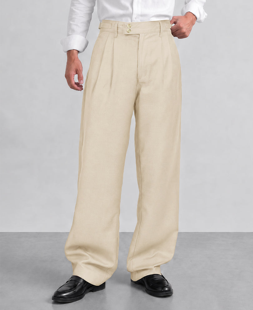 Cream Baggy Korean Pant