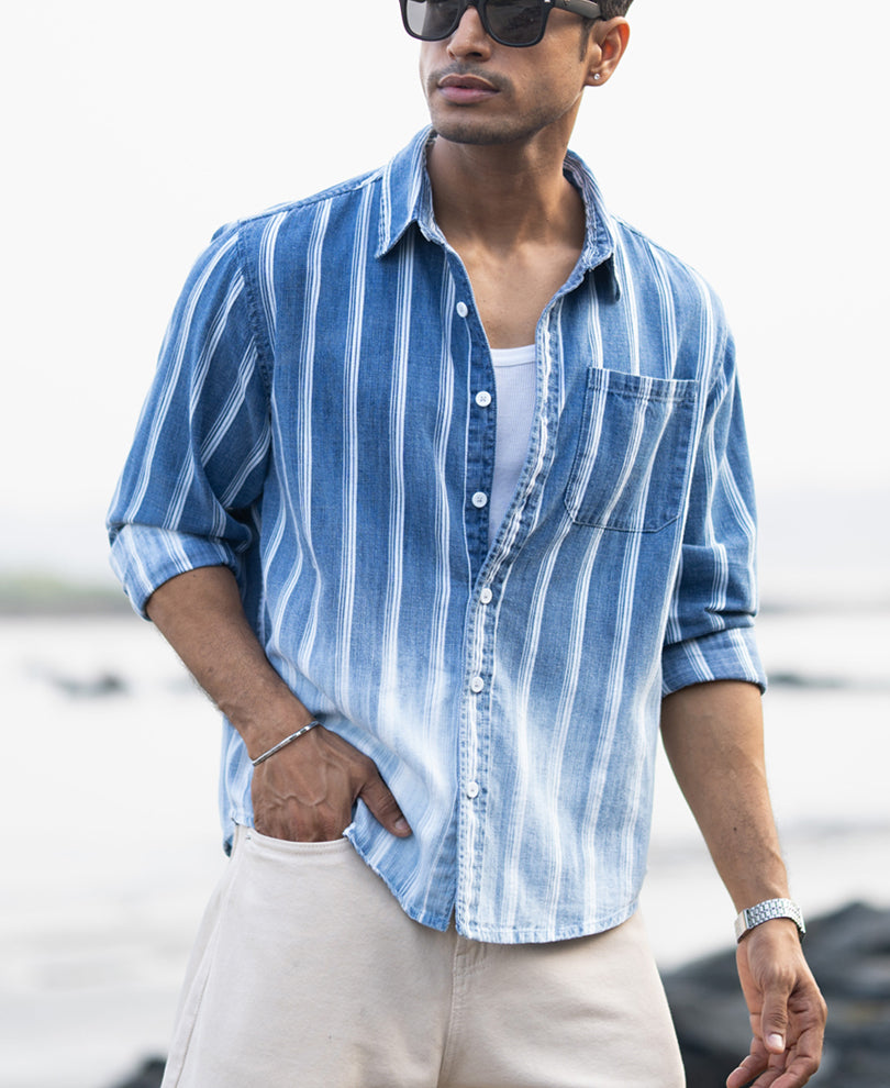 Denim Stripe Ombre Shirt.