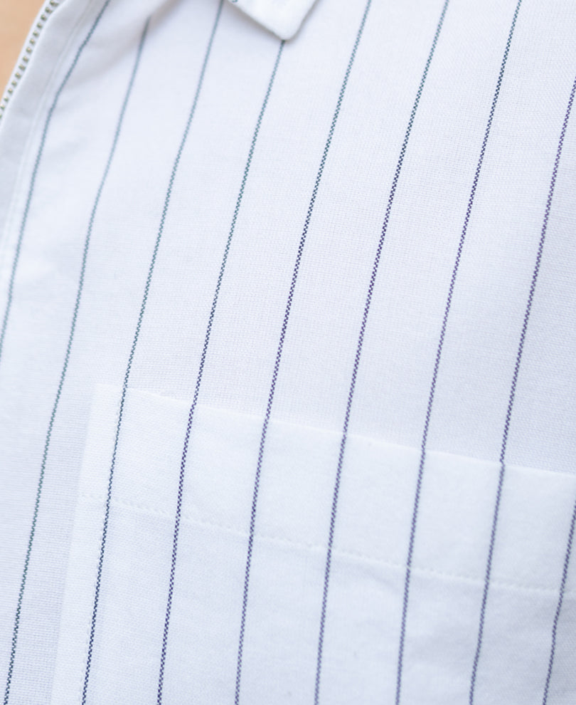 White Stripe Lightweight Kurta Shirt.