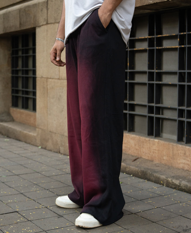 Maroon Sprayed Baggy Trackpants