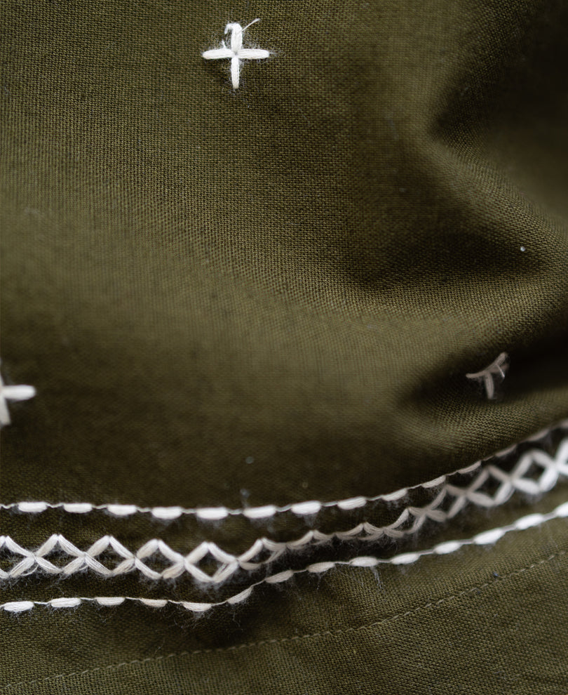 Olive Embroidered Lightweight Shirt