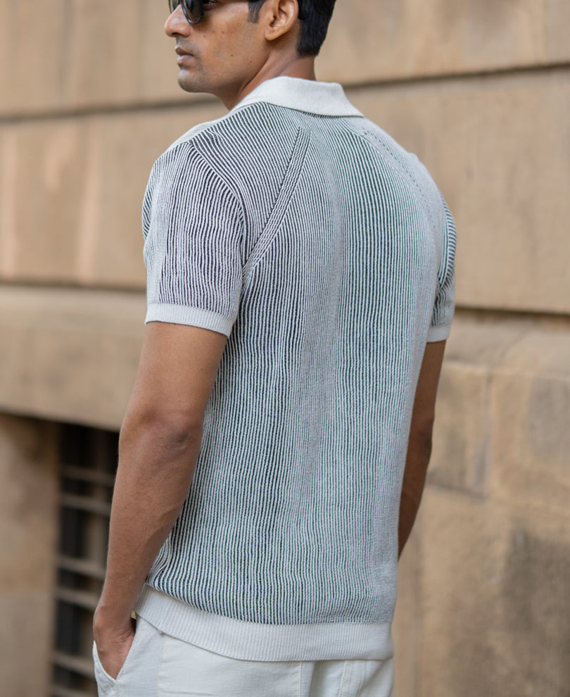 Black & White Knit T-Shirt.