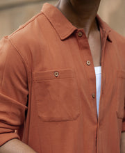 Russet Brown Structure Knit Shirt.