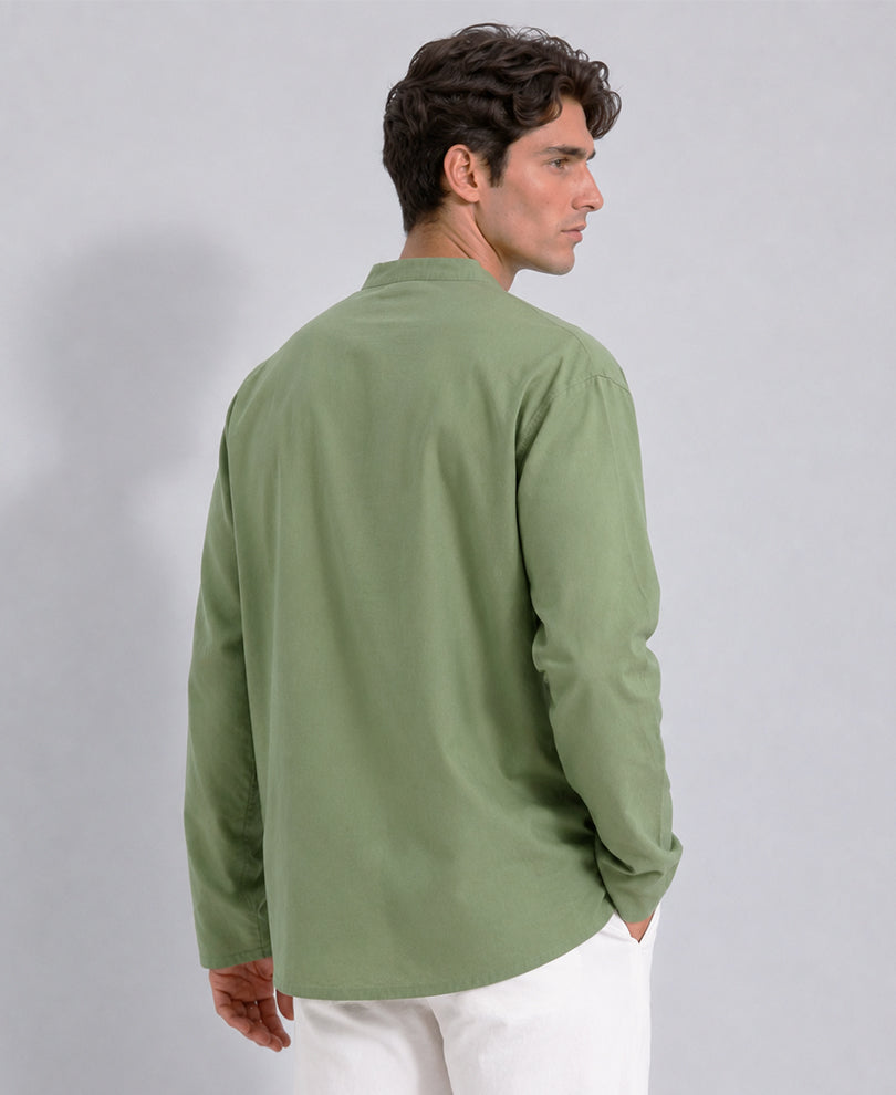 Mint Linen Blend Kurta Shirt