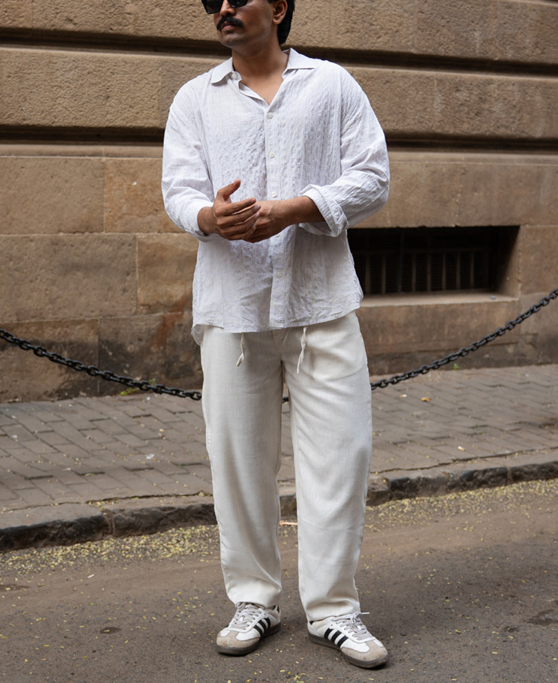 Natural Linen Trousers.
