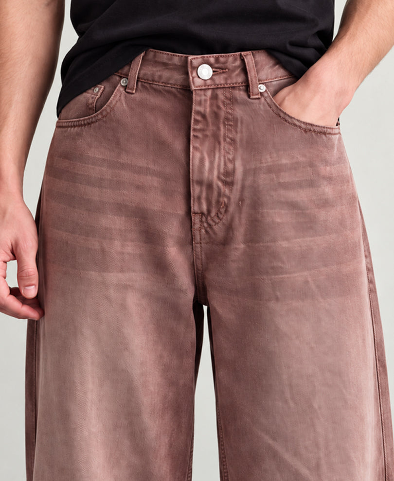 Dusty Peach Washed Baggy Jeans