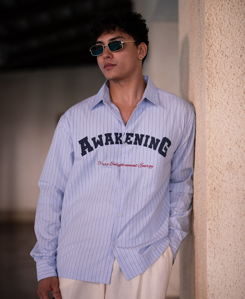 Blue Lightweight Printed Stripe Shirt