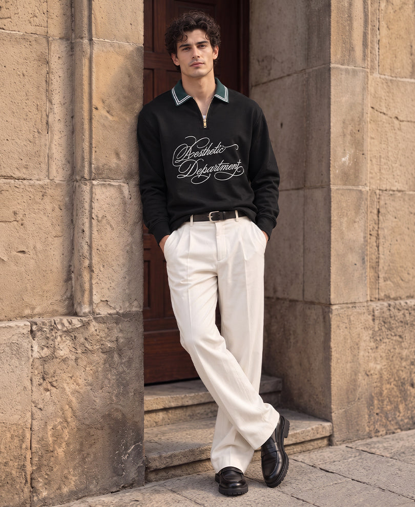 Black Contrast Collar Polo T-Shirt