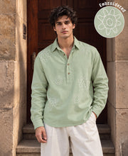 Sage Embroidered Linen Blend Shirt