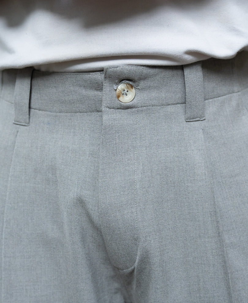 Grey Pleated Barrel Fit Trousers
