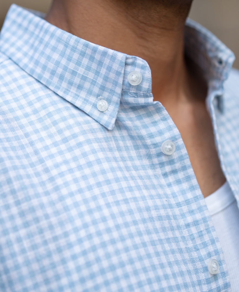 Light Blue Micro Checks Shirt.