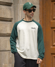 Off White & Teal Wraglan T-Shirt 100% Cotton