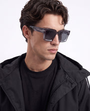 Transparent Brown Rectangular Sunglasses