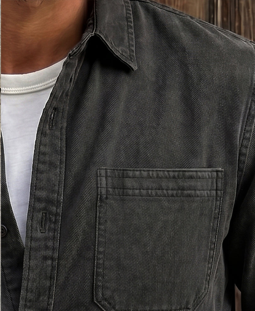 Black washed structured Shirt