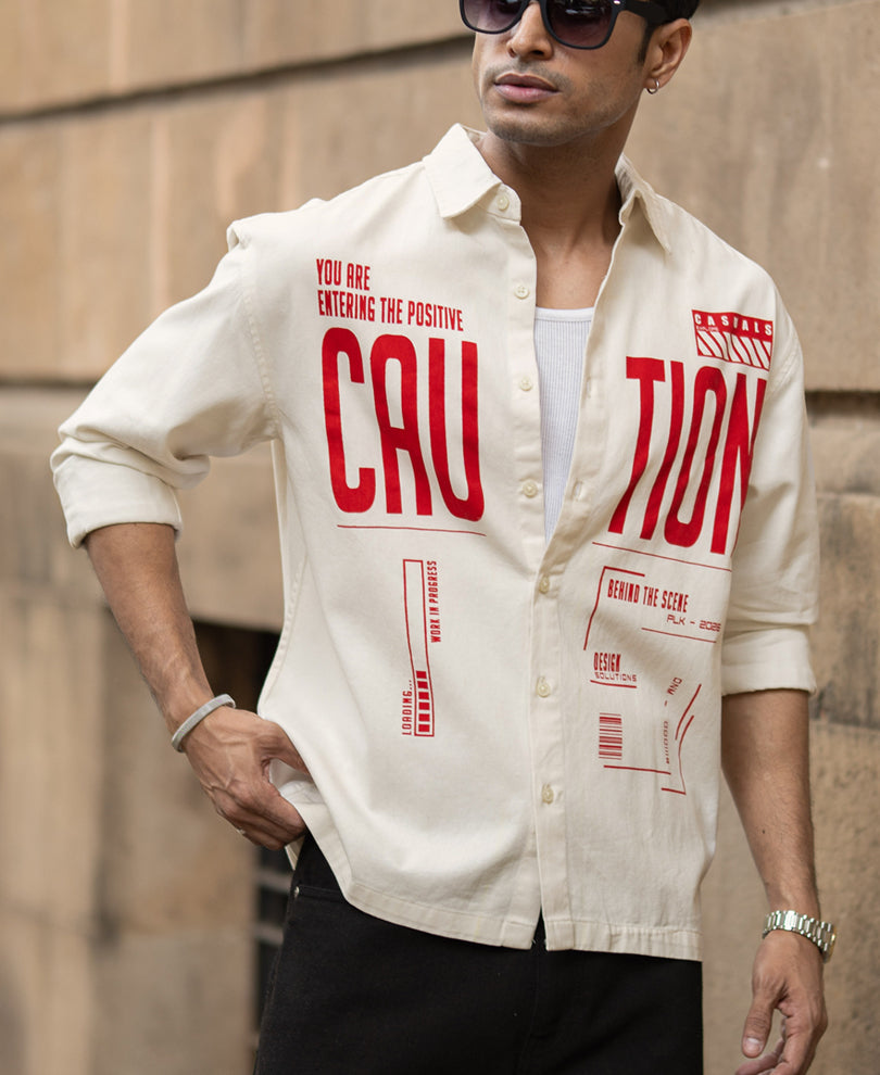 Off-White Graphic Twill Shirt 100% Cotton