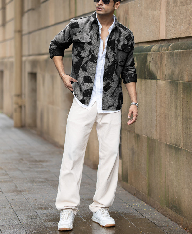 Grey Jacquard Overshirt.
