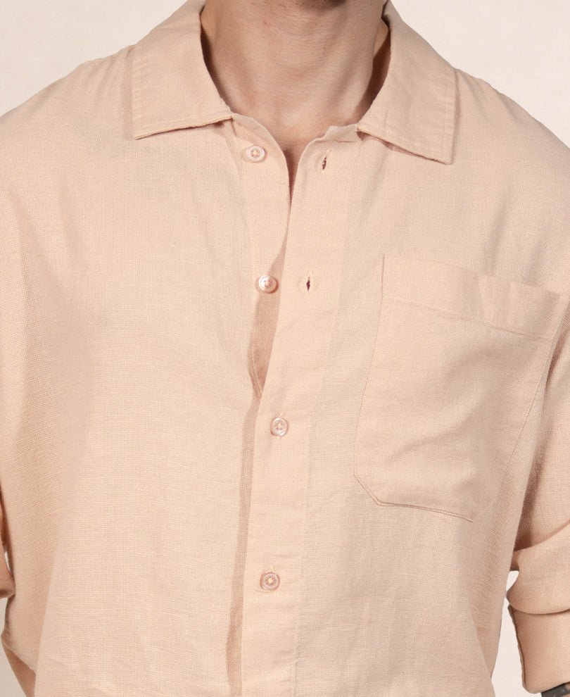 Peach Linen Blend Cord Set
