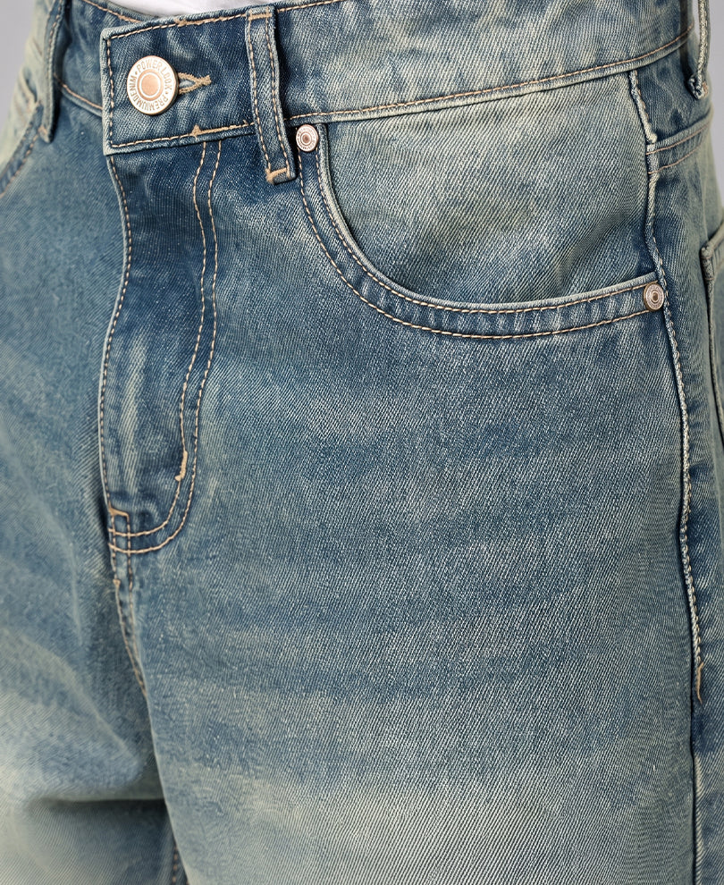 Tinted Blue Washed Baggy Denim Jeans
