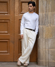 White Rib Knit Henley T-Shirt