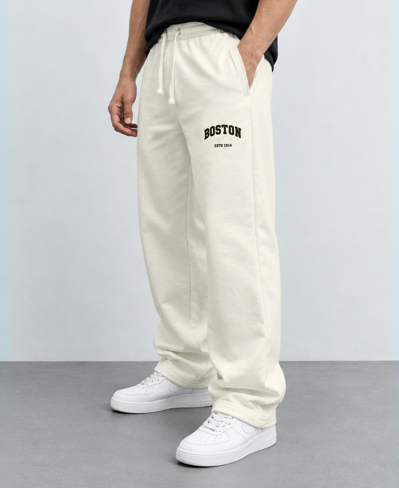 White Printed Baggy Track Pant