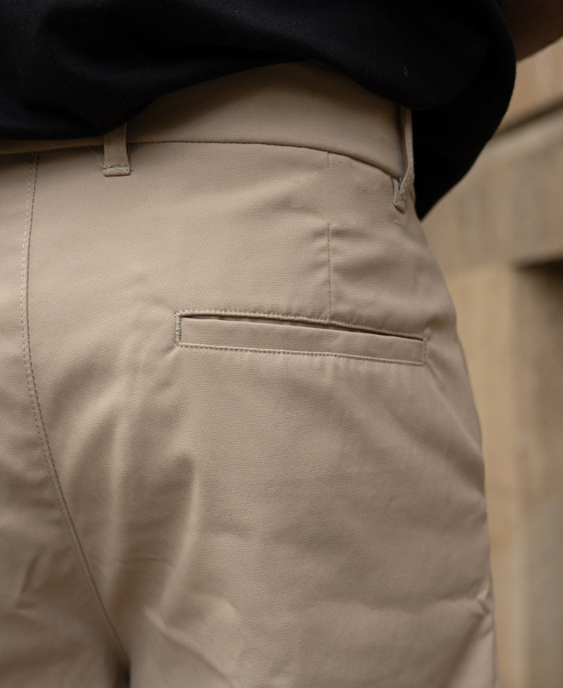 Beige Pleated Baggy Trousers