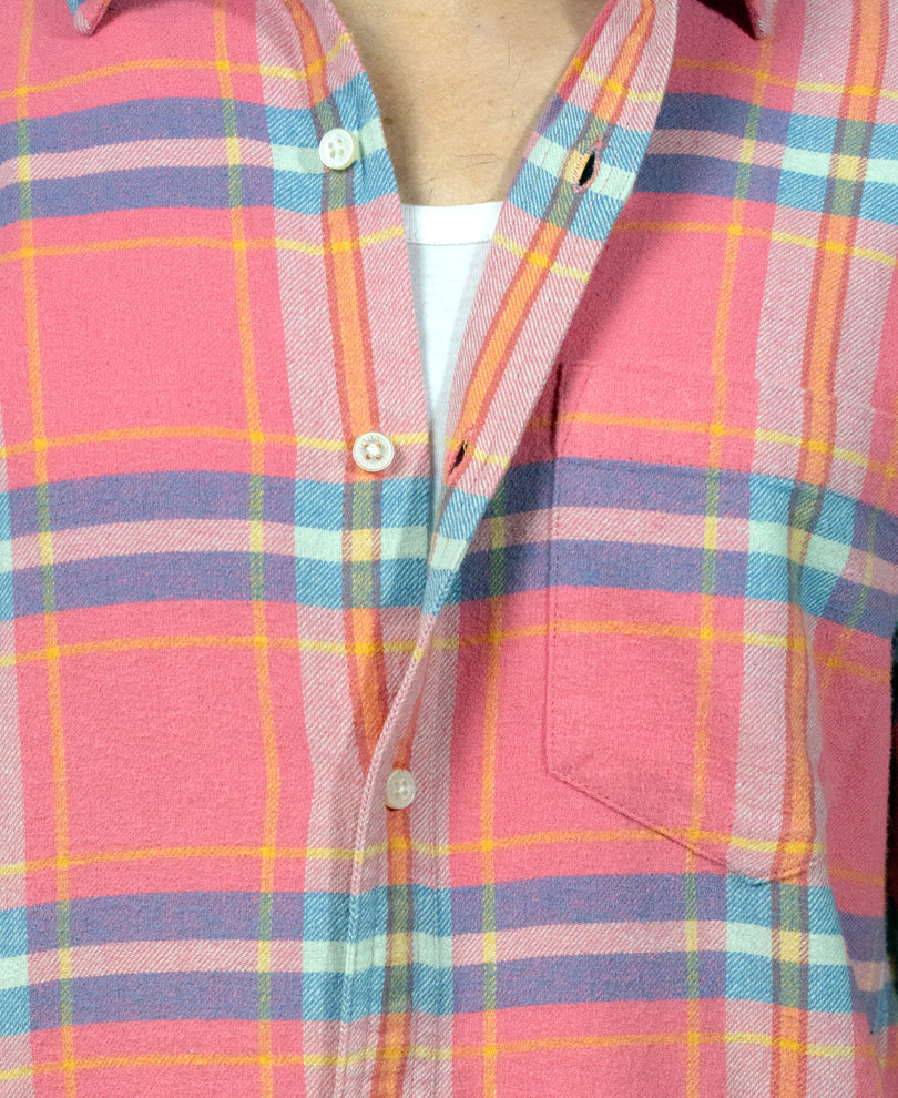 Pink Flannel Checks Shirt 100% Cotton