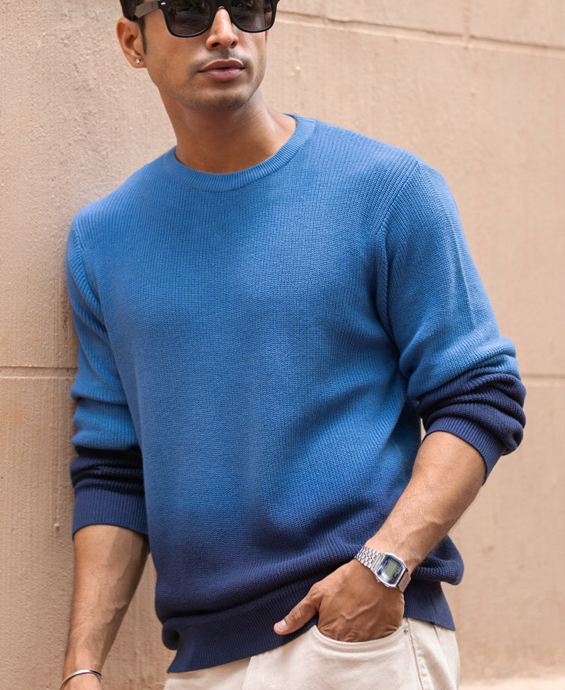 Blue Ombre Cotton Sweater.
