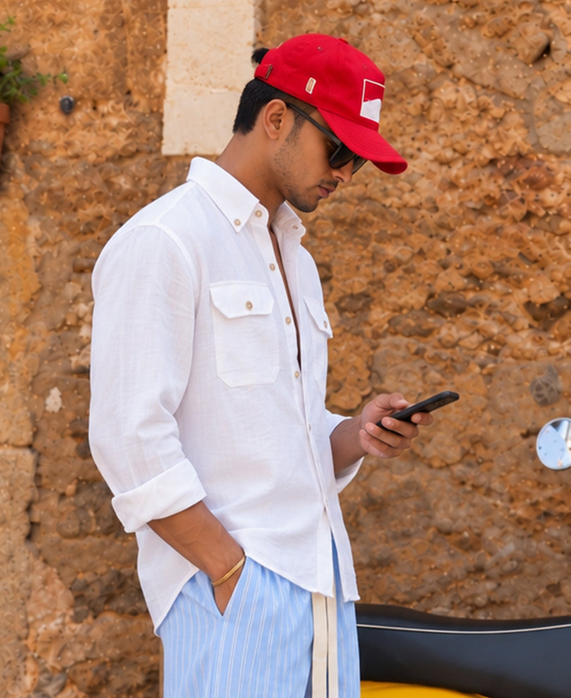 White Regular Fit Full Sleeves Shirt 100% Cotton