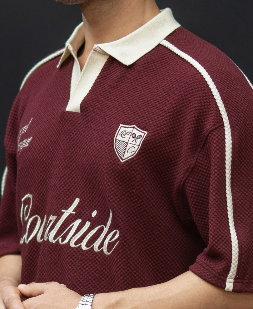 Wine Structured Embroidery T-Shirt