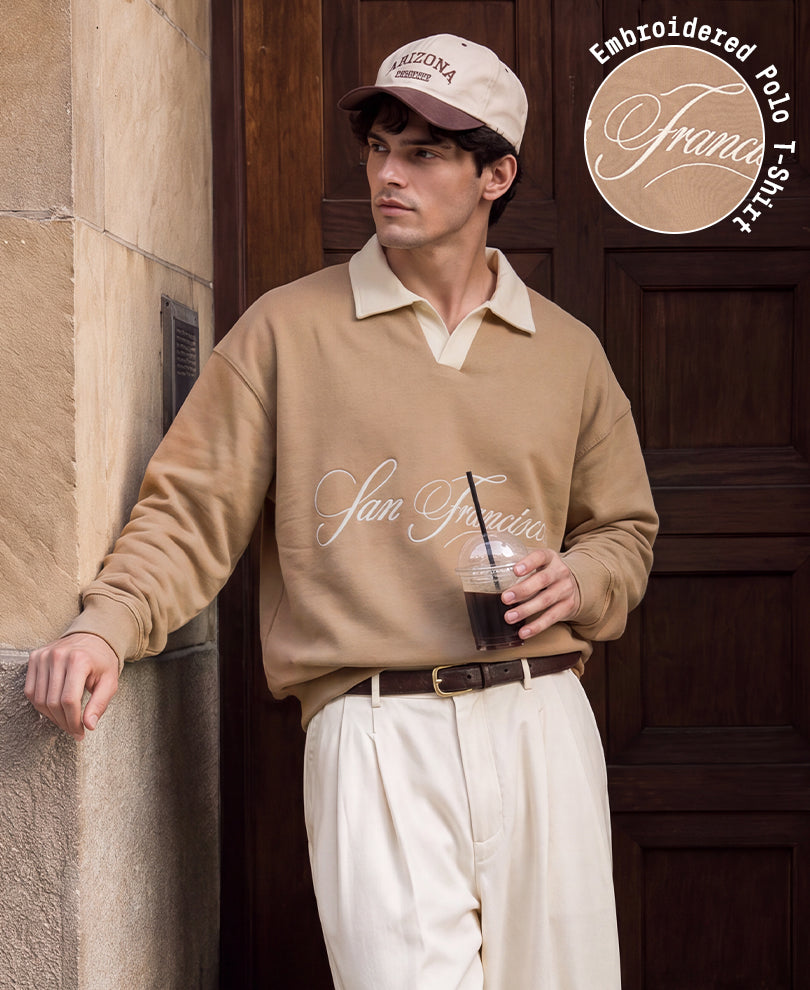 Beige Embroidered T-Shirt 100% Cotton