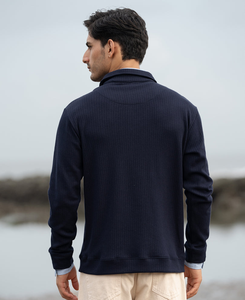 Navy Contrast Collar Polo T-Shirt.