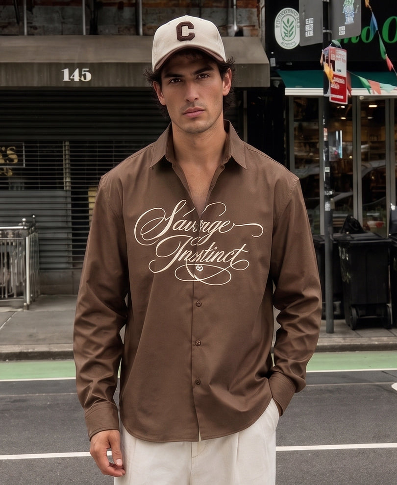 Brown Printed Shirt