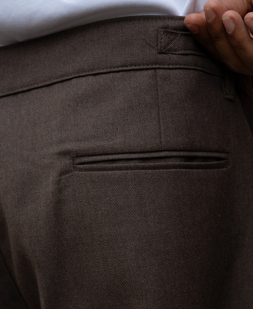 Brown Pleated Gurkha Pants