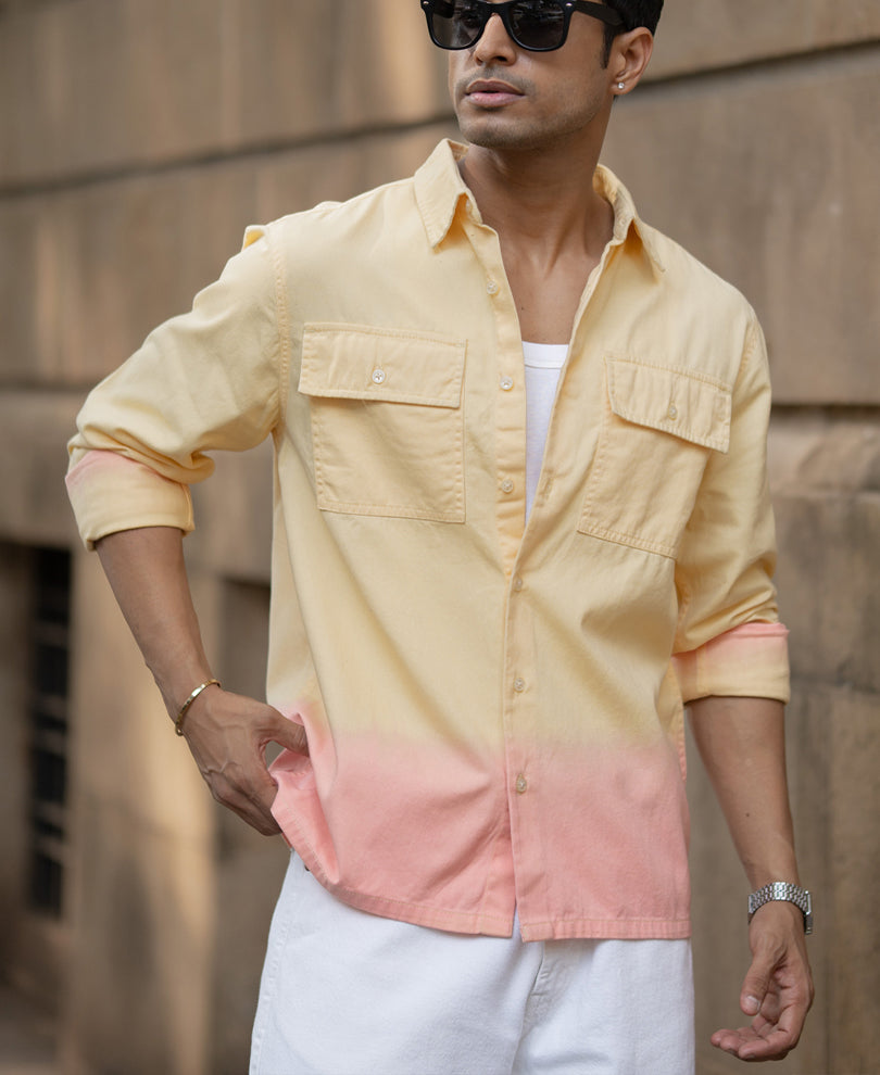 Yellow Ombre Structured Shirt.
