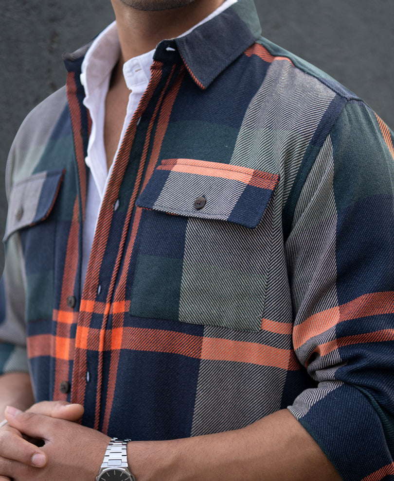 Multicolour Structure Checked Shirt.