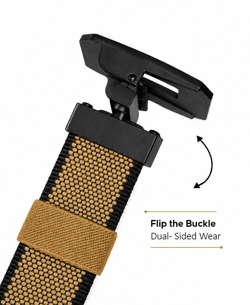Sand & Black Reversible Webbing Belt