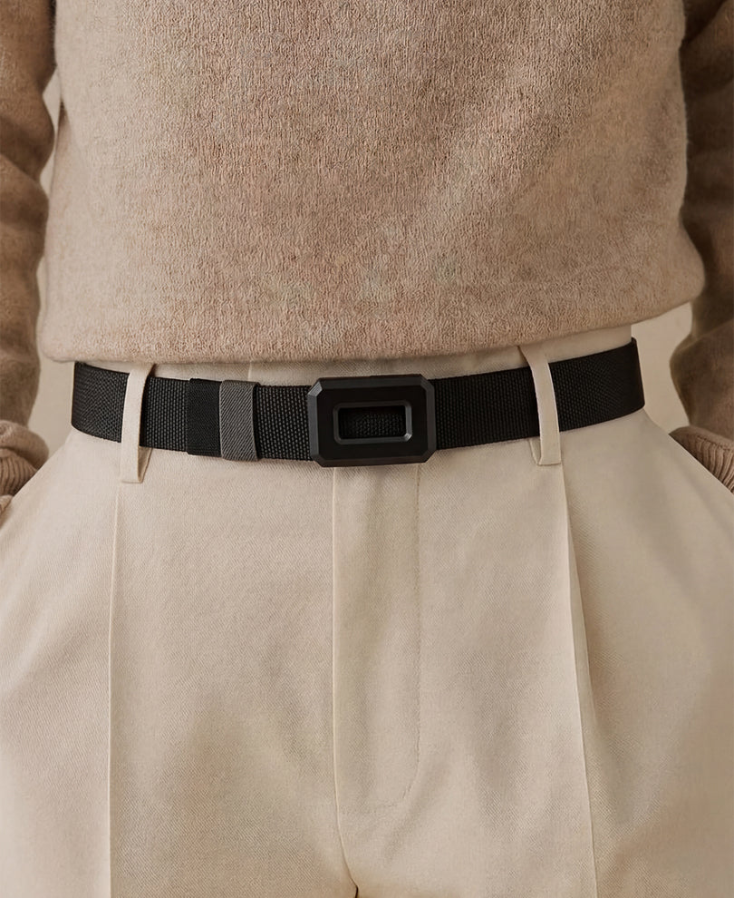 Grey Buckle Reversible Webbing Belt