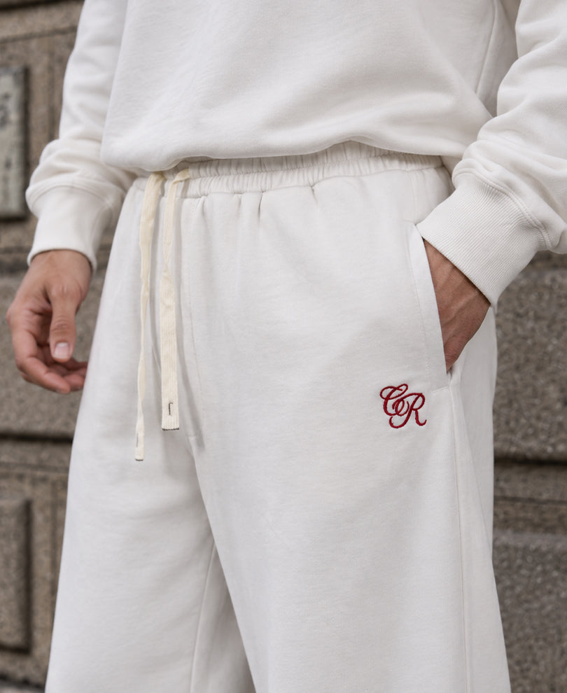 White Embroidered Knit Cord Set