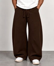 Brown Panelled Barrel Fit Trackpants