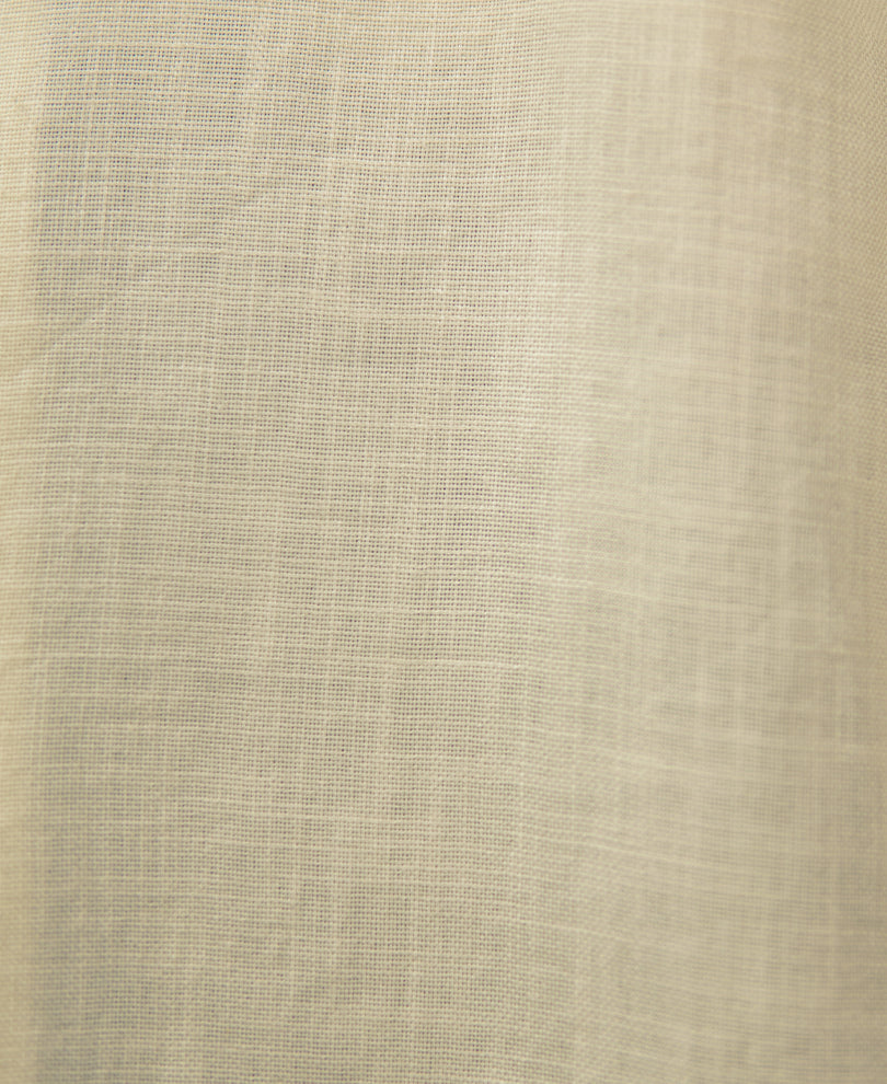 Cream Palm Embroidery Collar Shirt 100% Cotton