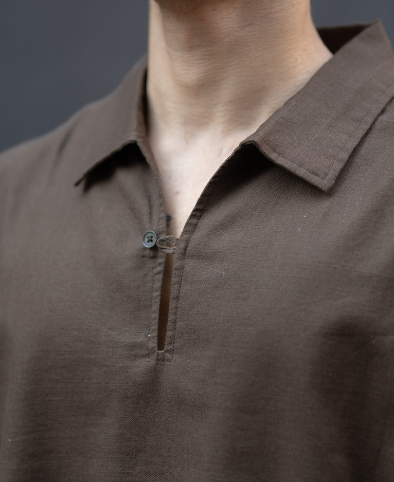 Brown Lightweight Structured Kurta Shirt.