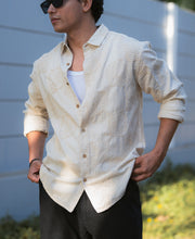 Natural Linen Blend Embroidered Shirt