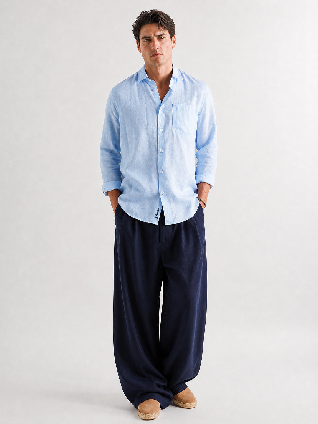 Light Blue 100% Linen Shirt