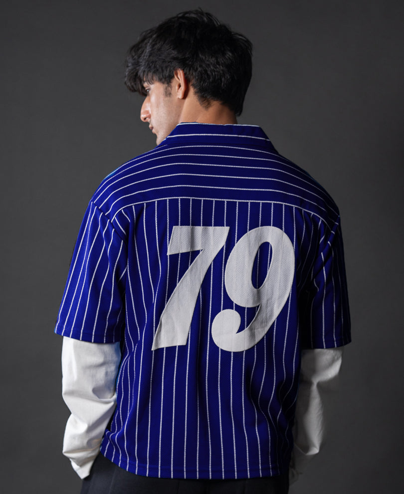 Royal Blue Printed Jersey Shirt.