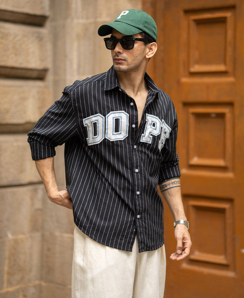Black Embroidered Oxford Shirt 100% Cotton