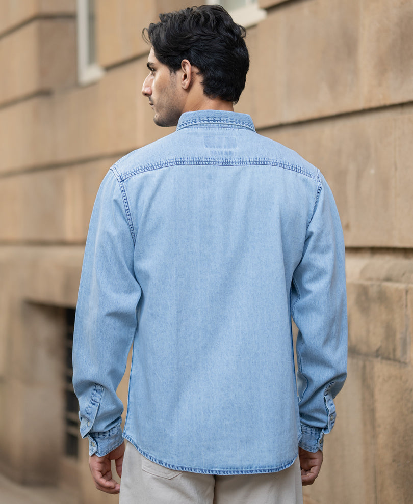 Light Blue Washed Button Down Shirt.