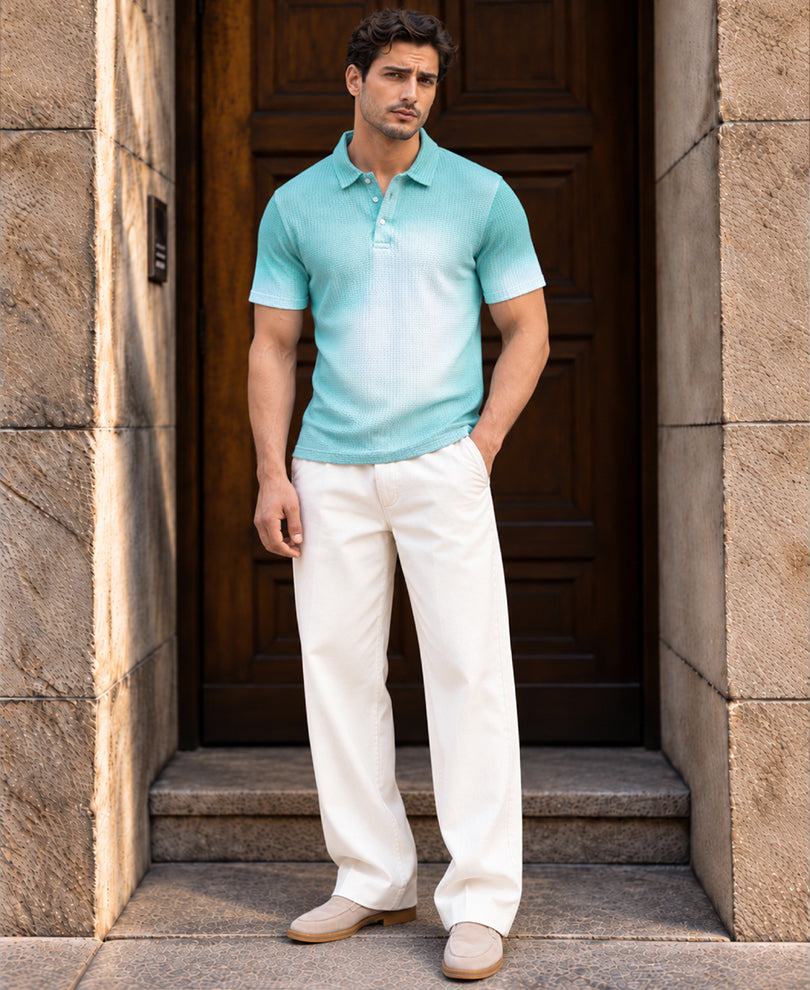 Aqua Blue Sprayed Polo T-Shirt