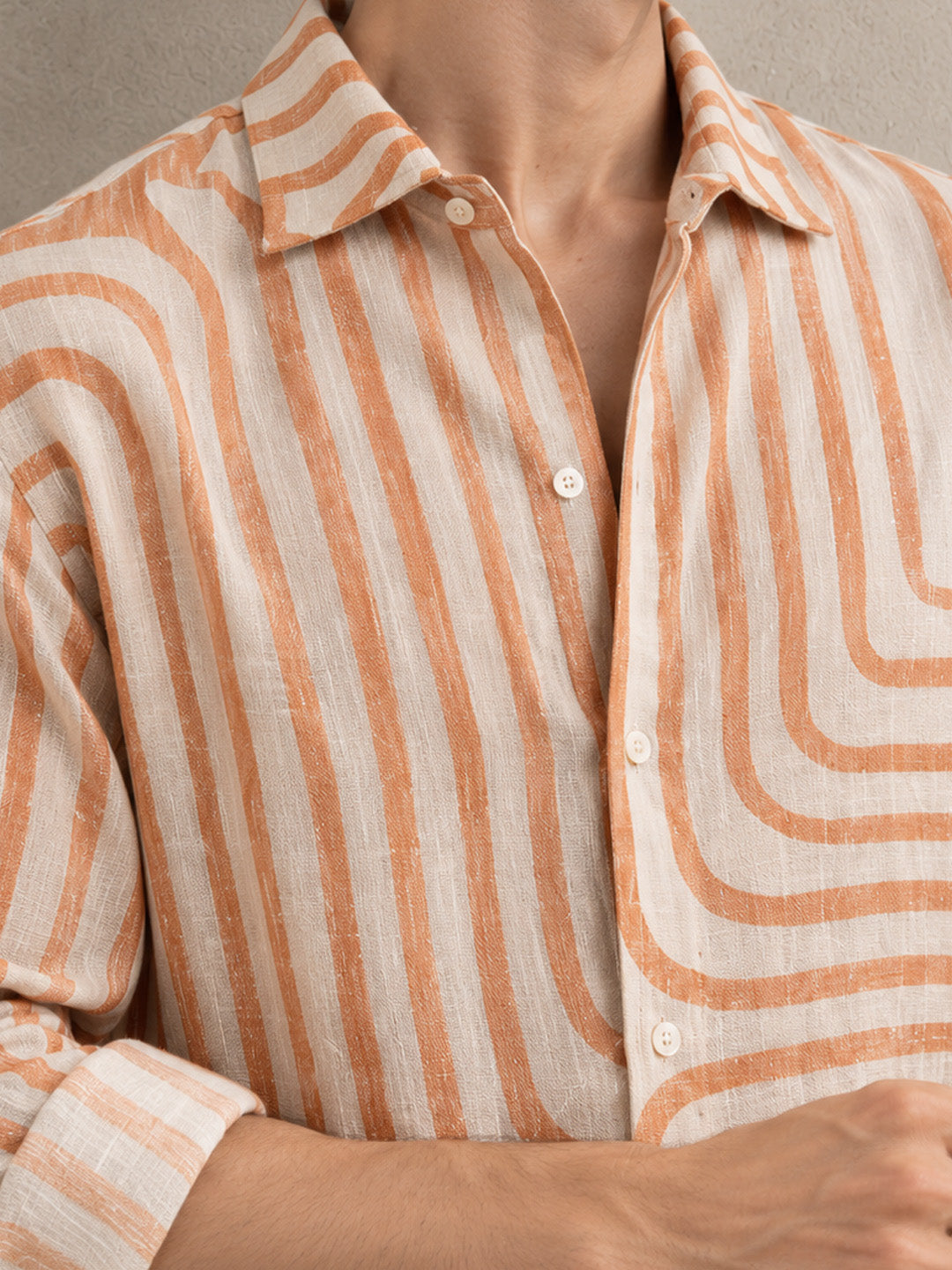 Rust Brown Regular Fit Full Sleeves Shirt